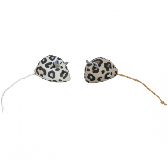 Myška plyšová s catnipom, 5 cm, 2 ks v balení, leopardia