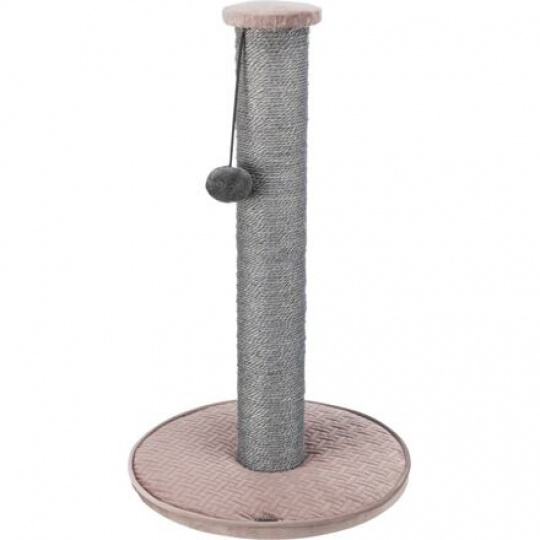 Škrabací stĺpik LIVIA s plyšovou guľôčkou, 64 cm, sisal/plyš, staroružová