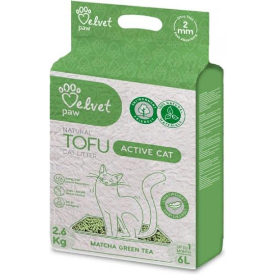 Podstielka pre mačky Velvet Paw Tofu s extraktom zo zeleného čaju 6 l