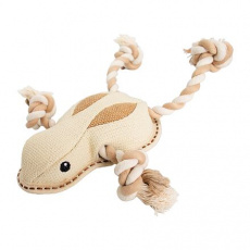Žaba na lane HipHop Dog, 33 cm, robustná hračka pre psy, tkaná látka, prírodná
