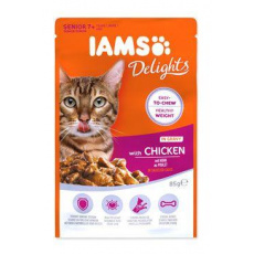 Iams Cat Senior Delights kapsička Kuracie v omáčke 85g