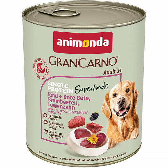 GRANCARNO Superfoods hovädzie,čv.repa, černice, púpava 800 g pre psy