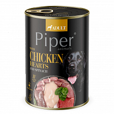 NEW PIPER s kuracími srdiečkami a špenátom, konzerva pre psy 400 g