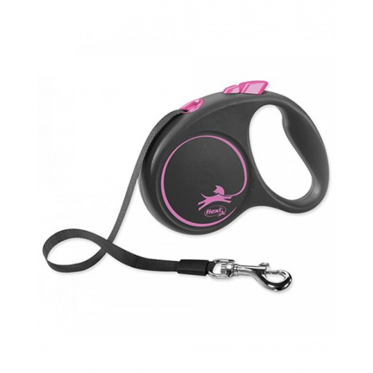 Vodítko FLEXI Black Design S páska 5m/15kg ružová Vodítko FLEXI Black Design S páska 5m/15kg ružová
