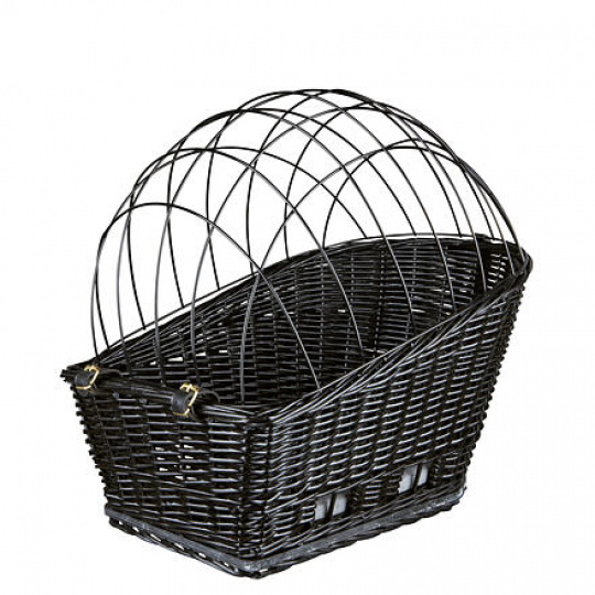 Prepravný prútený kôš na zadný nosič bicykla-čierny 35x49x55 cm (max. 8kg)