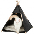 Jaskynka TIPI - prístrešok v tvare típí, 55 x 65 x 55 cm, plsť/drevo, antracit