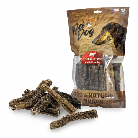 KIDDOG 100% Natural Snack, hovädzí žalúdok (držky) 12 cm/ 400 g