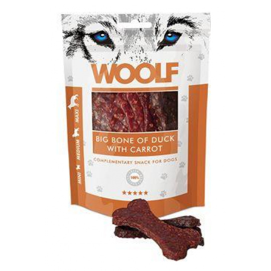 WOOLF Classic pôch. Big Bone of Duck with Carrot 100g