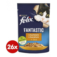 Nestlé FELIX Fantastic cat kura želé kapsička 26x85 g Nestlé FELIX Fantastic cat kura želé kapsička 26x85 g