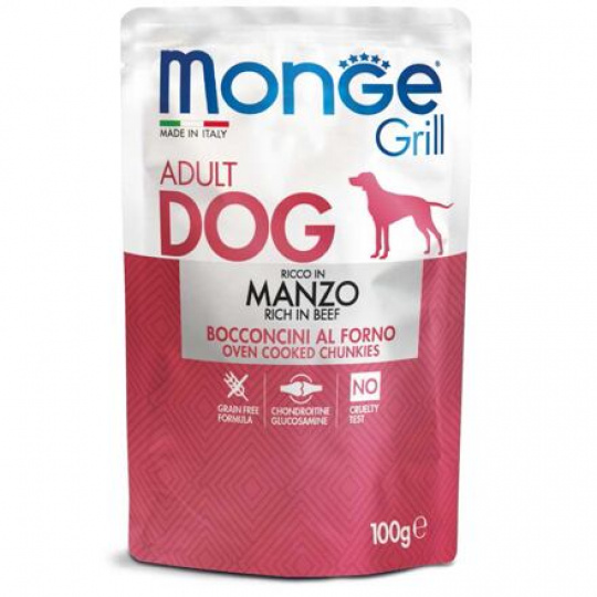 MONGE GRILL kapsička s hovädzím mäsom pre psy 100 g MONGE GRILL kapsička s hovädzím mäsom pre psy 100 g