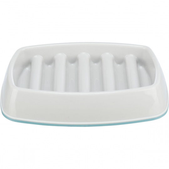Miska na pomalé kŕmenie, dizajn mriežka, 0,25l/21 ×14 cm, plast/TPR, sivá