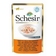 Schesir Cat kapsa Adult tuňák/kuře/krevety 50g