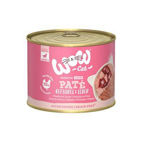WOW Cat konz. Kitten Paté hydina s pečeňou 200g