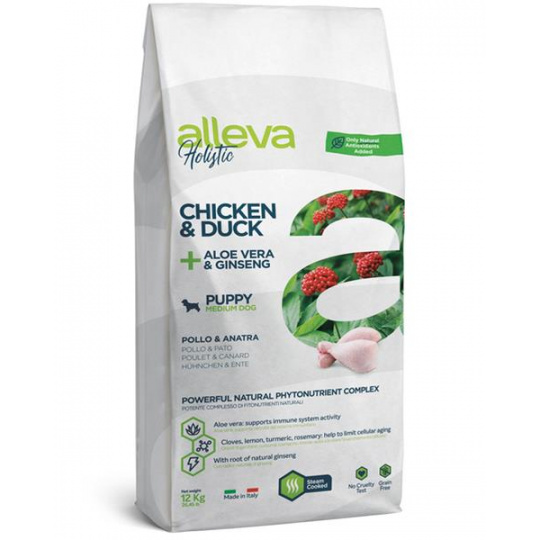 Alleva HOLISTIC dog puppy & junior medium kuracie 12 kg