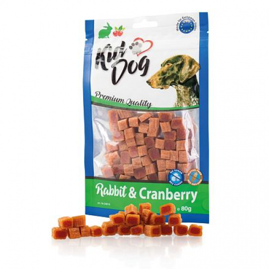KIDDOG mini kostičky s králikom a brusnicami 80 g KIDDOG mini kostičky s králikom a brusnicami 80 g